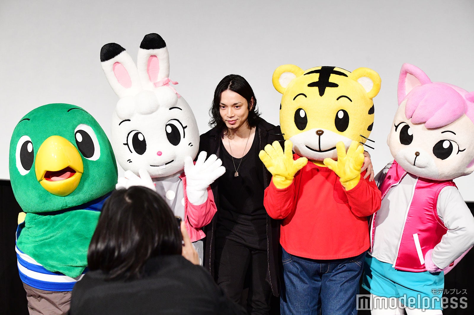 （左から）とりっぴい、みみりん、水嶋ヒロ、しまじろう、にゃっきい（C）モデルプレス