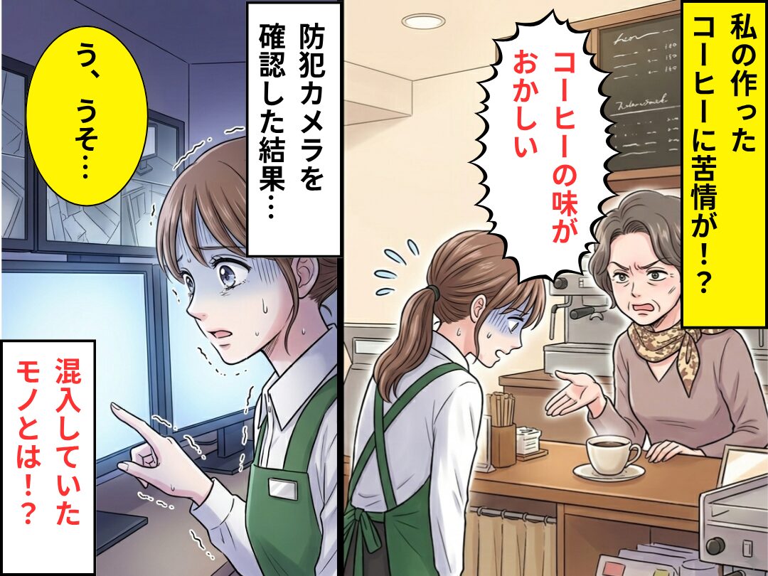 「コーヒーの味がおかしい」客が苦情。防犯カメラを確認した結果⇒【混入していたモノ】に…店員「う、うそ…」
