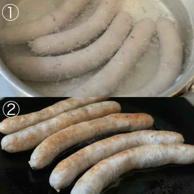 コストコ腸詰め生ポークソーセージ調理方法