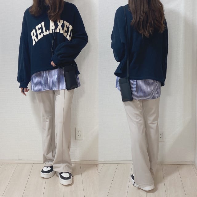 GU　スラックス　　スウェット　コーデ