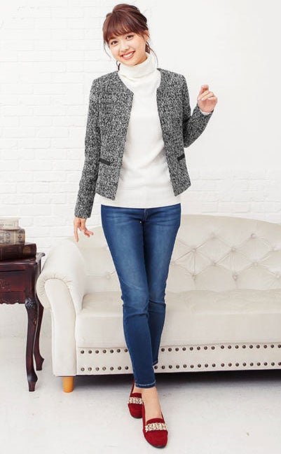 シンプルノーカラーツイードジャケット「神戸レタス」2990円（税込）／画像提供：神戸レタス