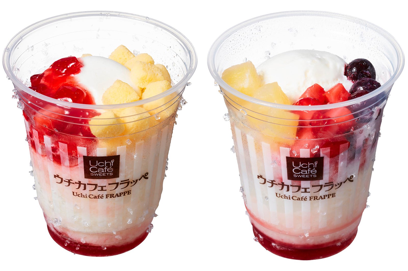 （左から）ストロベリーチーズケーキ、ミックスフルーツ ヨーグルト（殺菌）入り