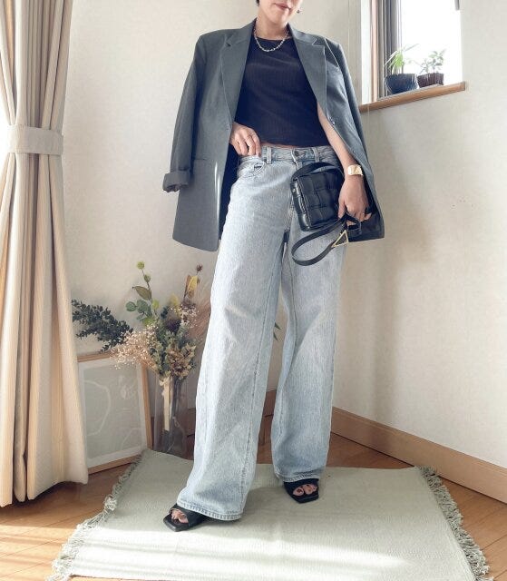 GU オーバーサイズテーラードジャケット GU オーバーサイズテーラードジャケット デニム コーデ