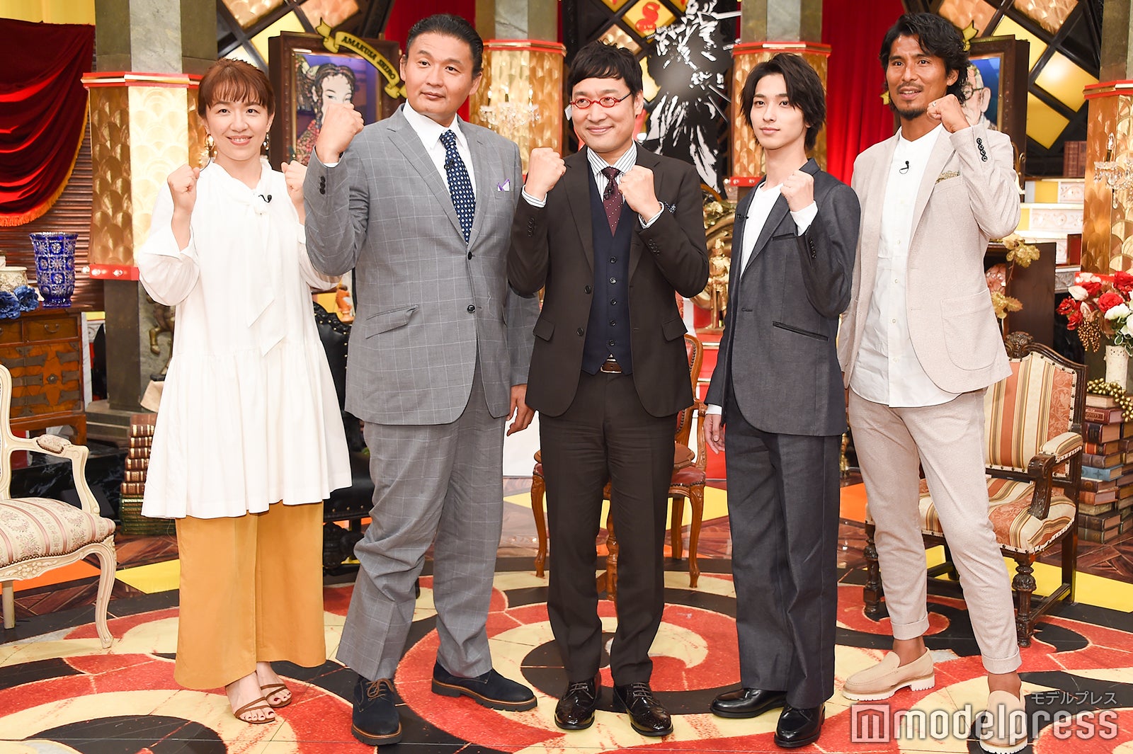 （左から）浜口京子、貴乃花光司、山里亮太、横浜流星、中澤佑二 （C）モデルプレス