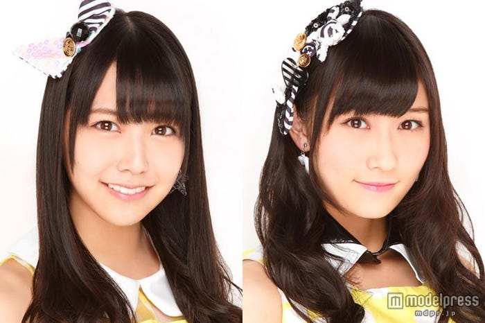 NMB48 10thシングル表題曲(タイトル未定)でWセンターをつとめる(左から)白間美瑠、矢倉楓子(C)NMB48