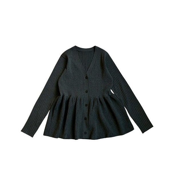 しまむら LienRuru ペプラムVネックニットカーディガン しまむらLienRuruペプラムVネックニットカーディガン