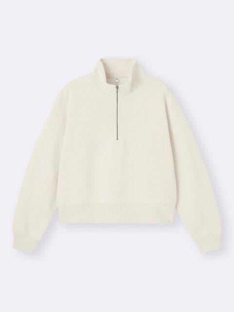 2025gu秋冬レディースセットアップヘビーウェイトスウェットハーフジッププルオーバー