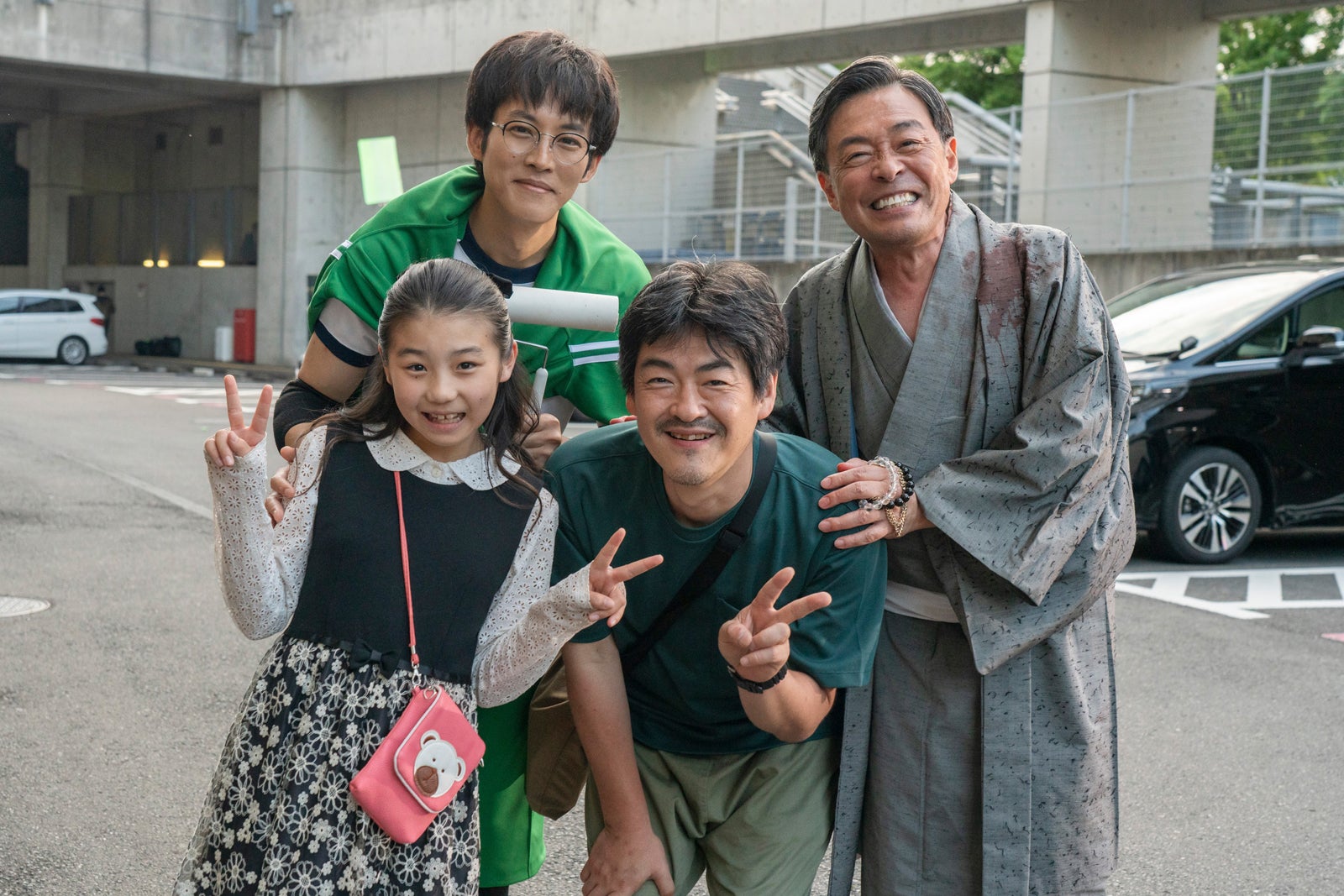 （前列左から）いとうこい、沖田修一監督（後列左から）松坂桃李、光石研