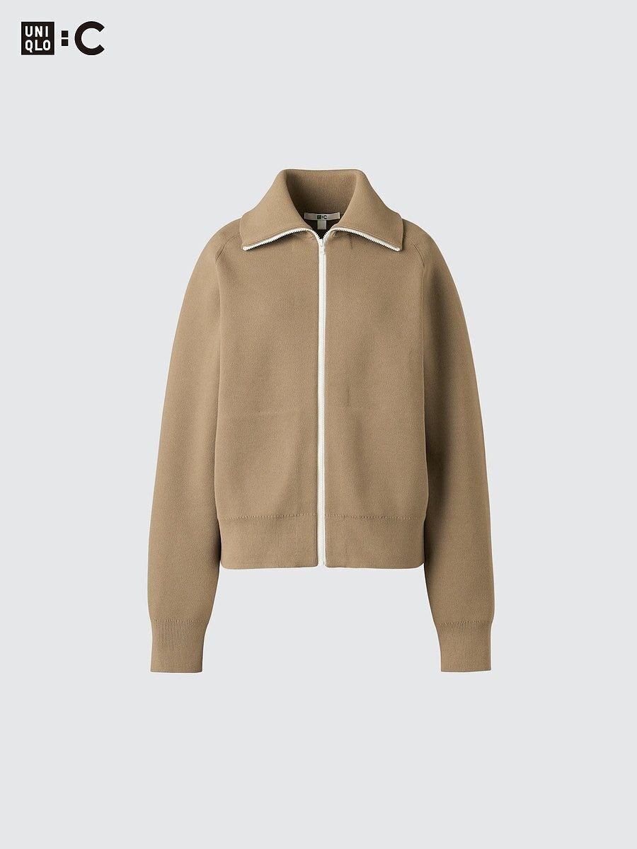 ユニクロのミラノリブフルジップカーディガン