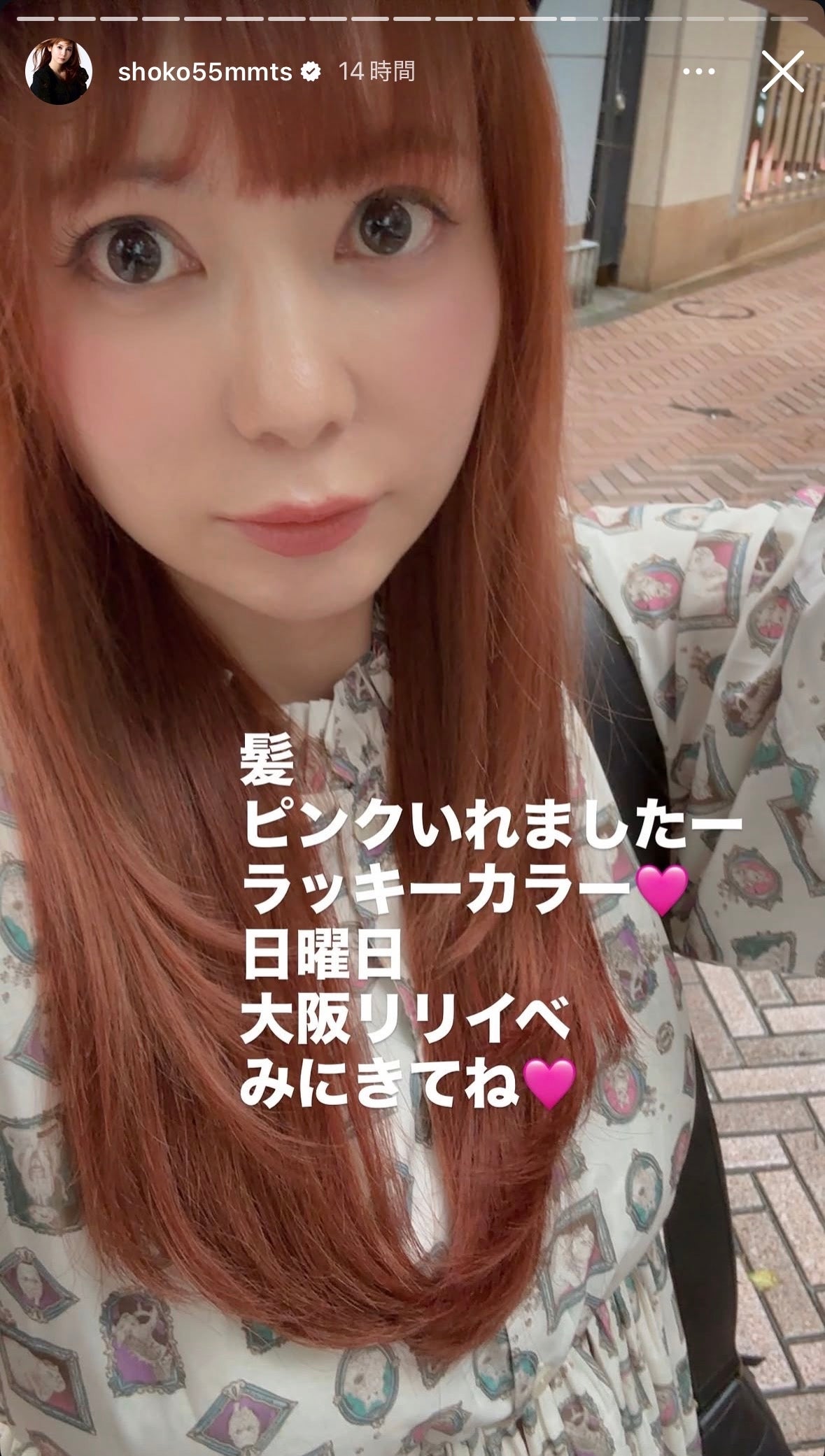 中川翔子Instagramストーリーズより
