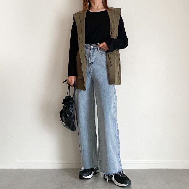 GU　シアーセーター　デニム　コーデ