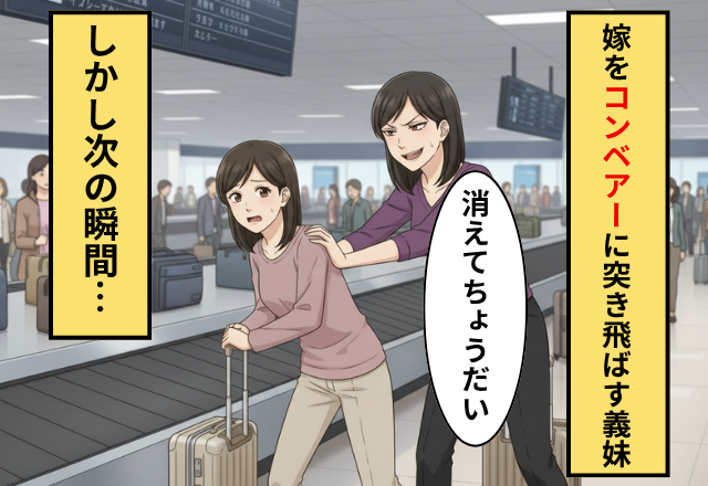 嫁を”手荷物コンベアー”に突き飛ばす義妹！だが油断した義妹が【倍返し】をくらった話