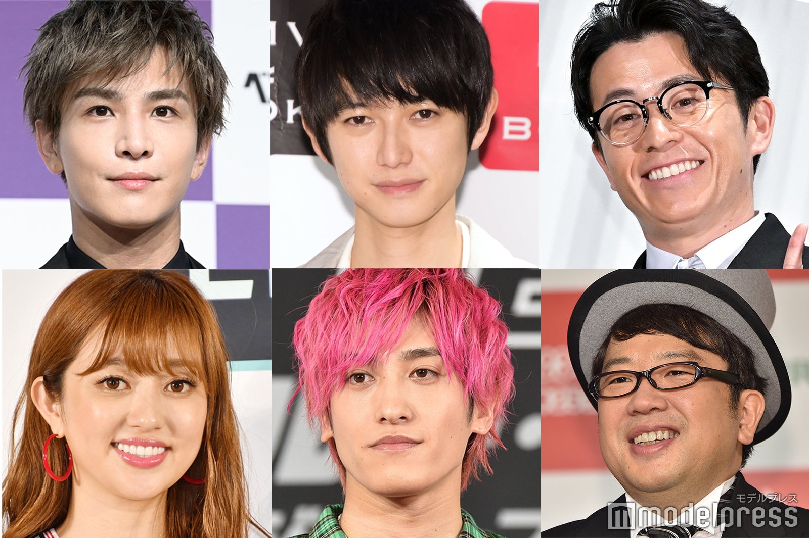 千賀健永の個展を訪れたメンバーたち／（上段左から）岩田剛典、本郷奏多、藤森慎吾（下段左から）菊地亜美、兼近大樹、天野ひろゆき（C）モデルプレス