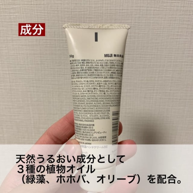 ハンドクリームの成分表