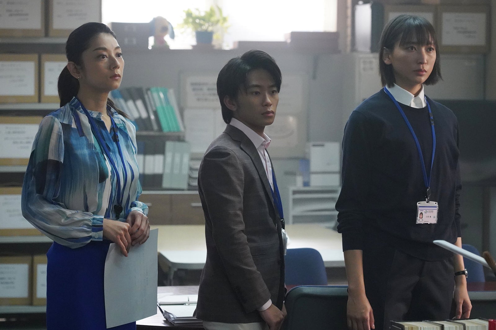 （左から）小池栄子、加藤清史郎、杏／「競争の番人」第9話より（C）フジテレビ
