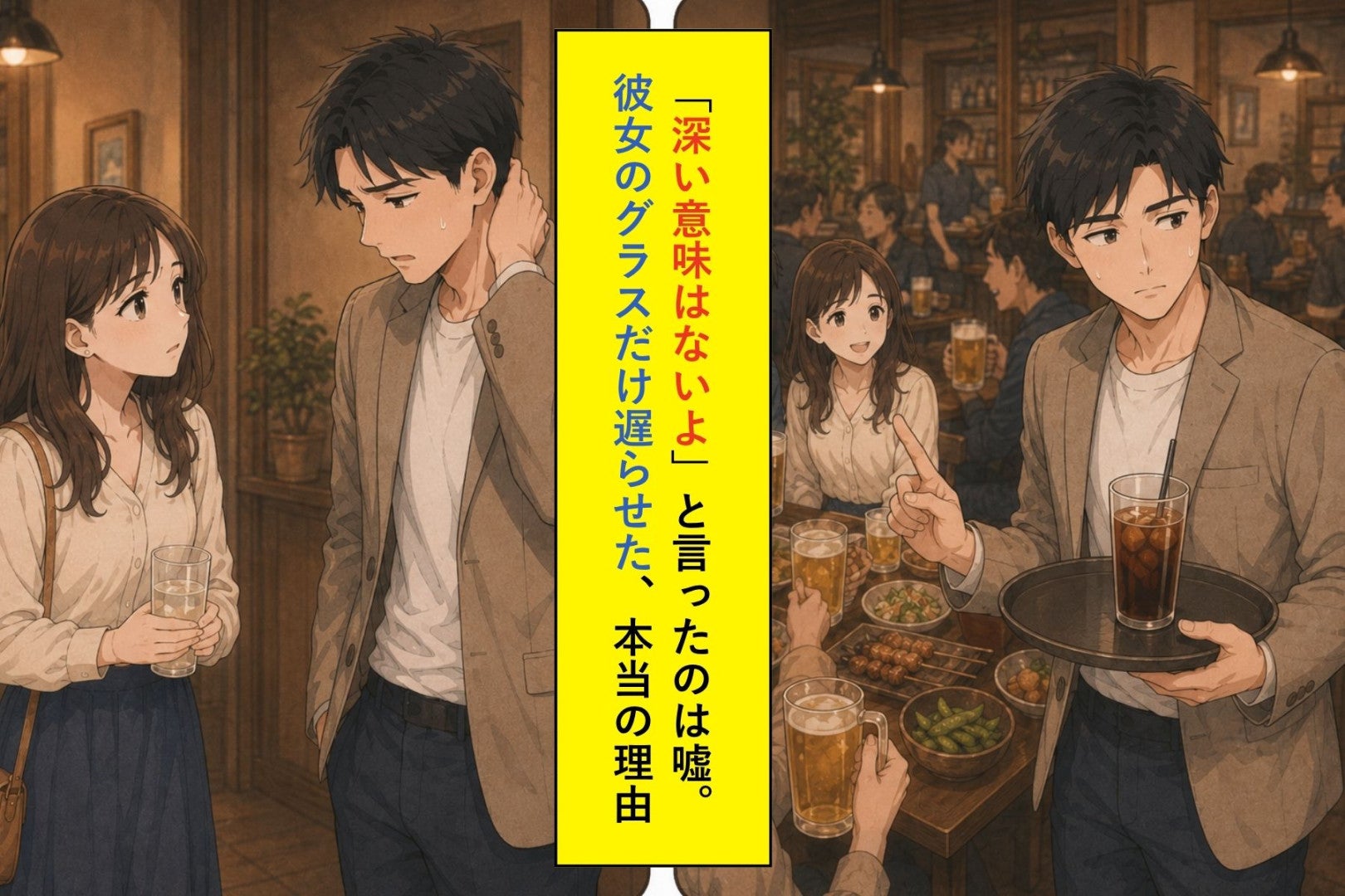 「深い意味はないよ」と言ったのは嘘です。彼女のグラスだけ遅らせた、本当の理由