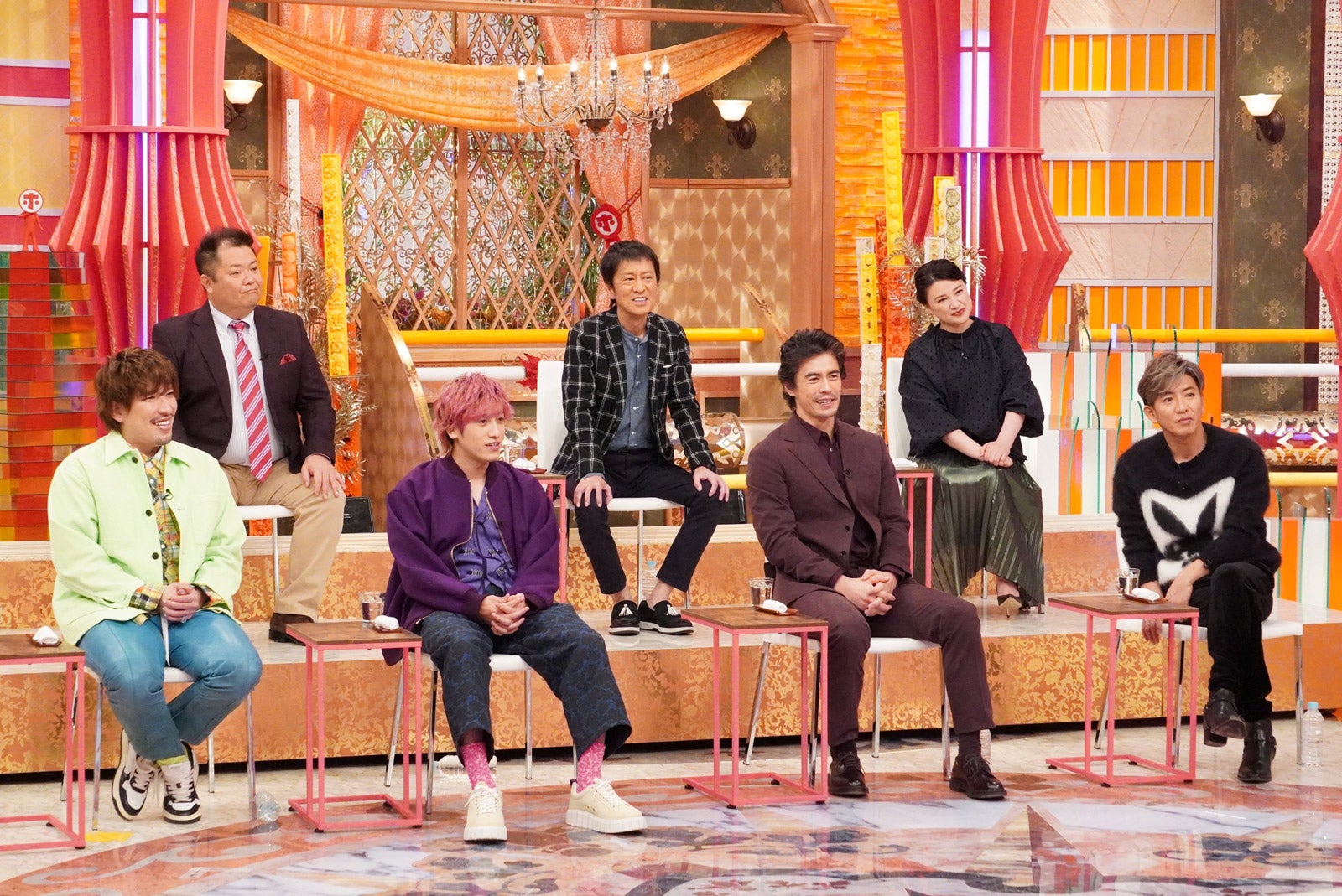 （前列左から）りんたろー。、兼近大樹、伊藤英明、木村拓哉（後列左から）小杉竜一、吉田敬、島崎和歌子（C）フジテレビ