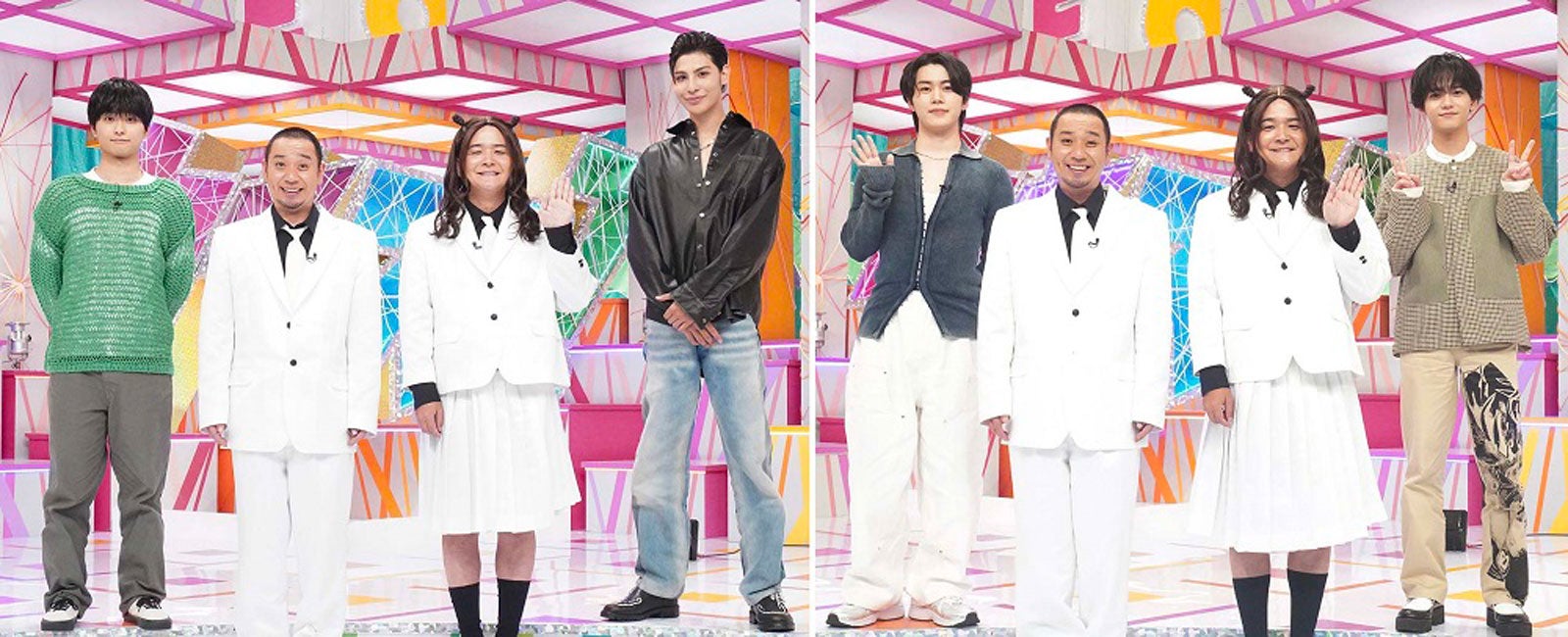 （左から）奥平大兼、千鳥、ラウール、木全翔也、千鳥、中島颯太（C）フジテレビ