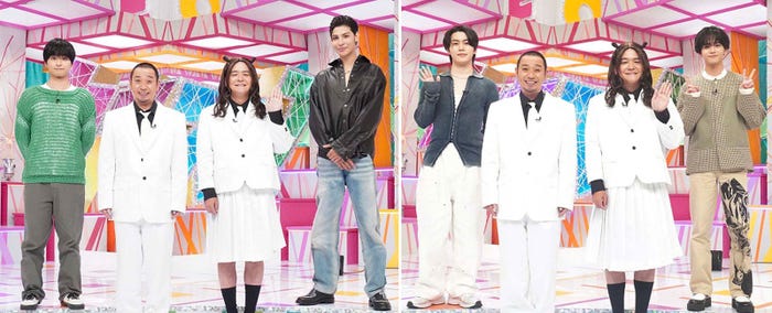 (左から)奥平大兼、千鳥、ラウール、木全翔也、千鳥、中島颯太(C)フジテレビ