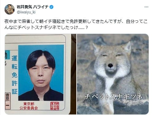 岩井勇気 公式Xより