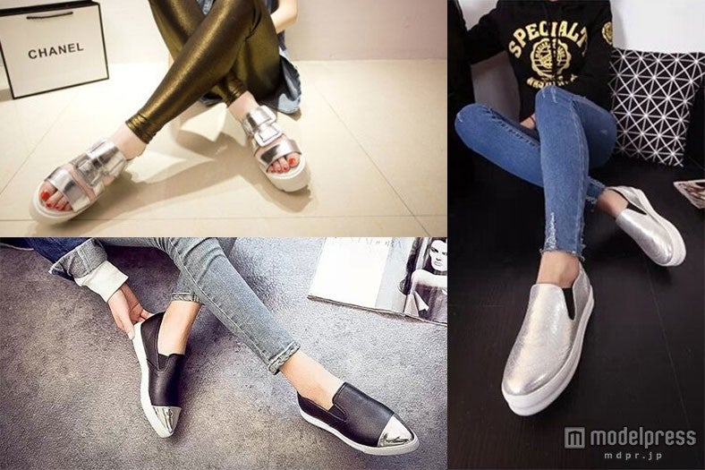 「メタリック」を取り入れるなら足元から／画像提供：「SACRAMENTO」【モデルプレス】