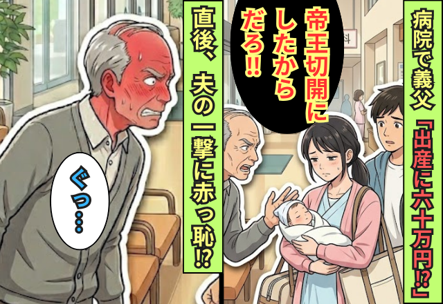 病院のロビーで…義父「出産に60万円！？」帝王切開の嫁を大声で罵倒！しかし直後⇒毅然とした夫の“一撃”に赤っ恥！？