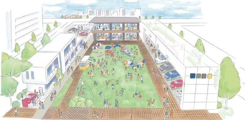 人々が集う芝生公園エリア「Center Court」のイメージ