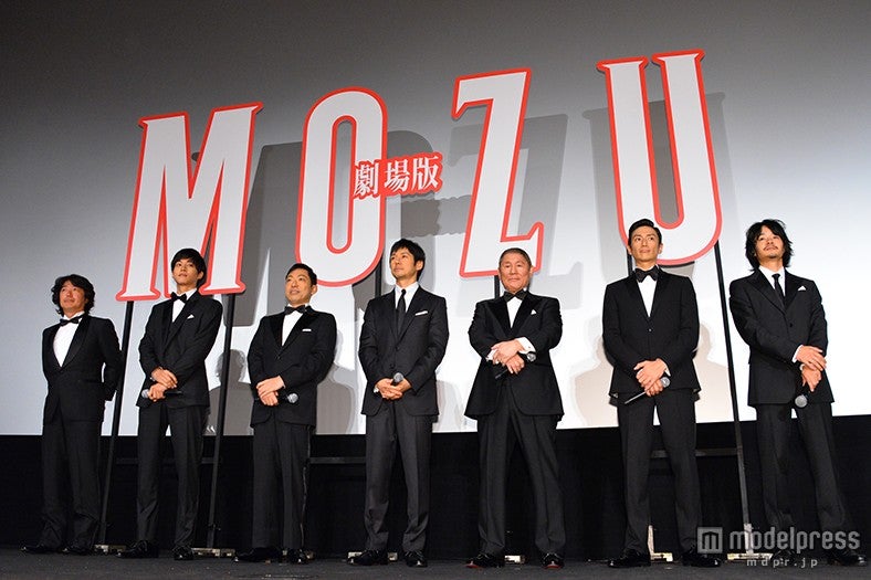 （左から）羽住英一郎監督、松坂桃李、香川照之、西島秀俊、ビートたけし、伊勢谷友介、池松壮亮