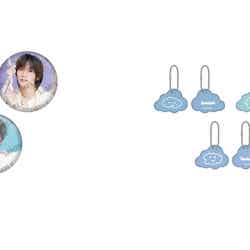 缶バッジA (ランダム5種)税込715円、マシュマロキーホルダー (ランダム5種)税込990円(C)BIGHIT MUSIC & HYBE. All Rights Reserved.