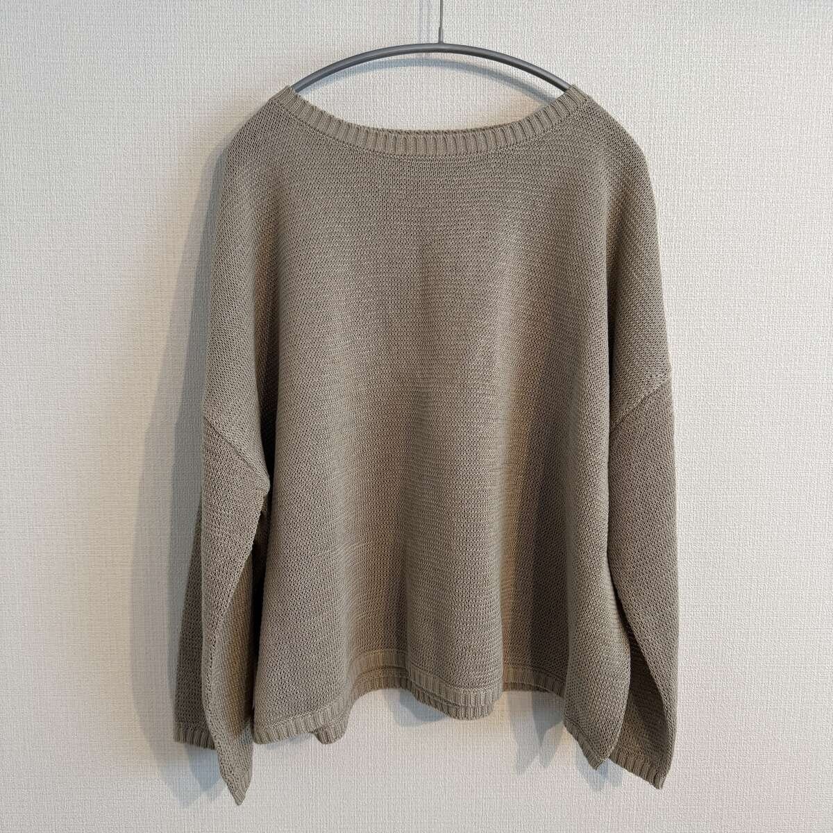 MICA＆DEAL　ボートネックルーズニットプルオーバー　ベージュ