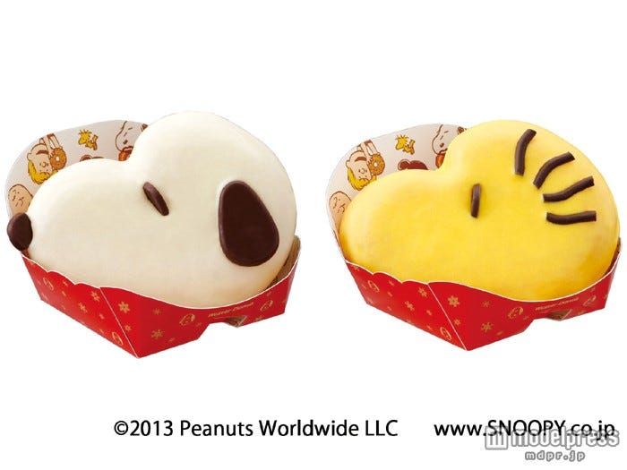 スヌーピードーナツ(左)、ウッドストックドーナツ(右)