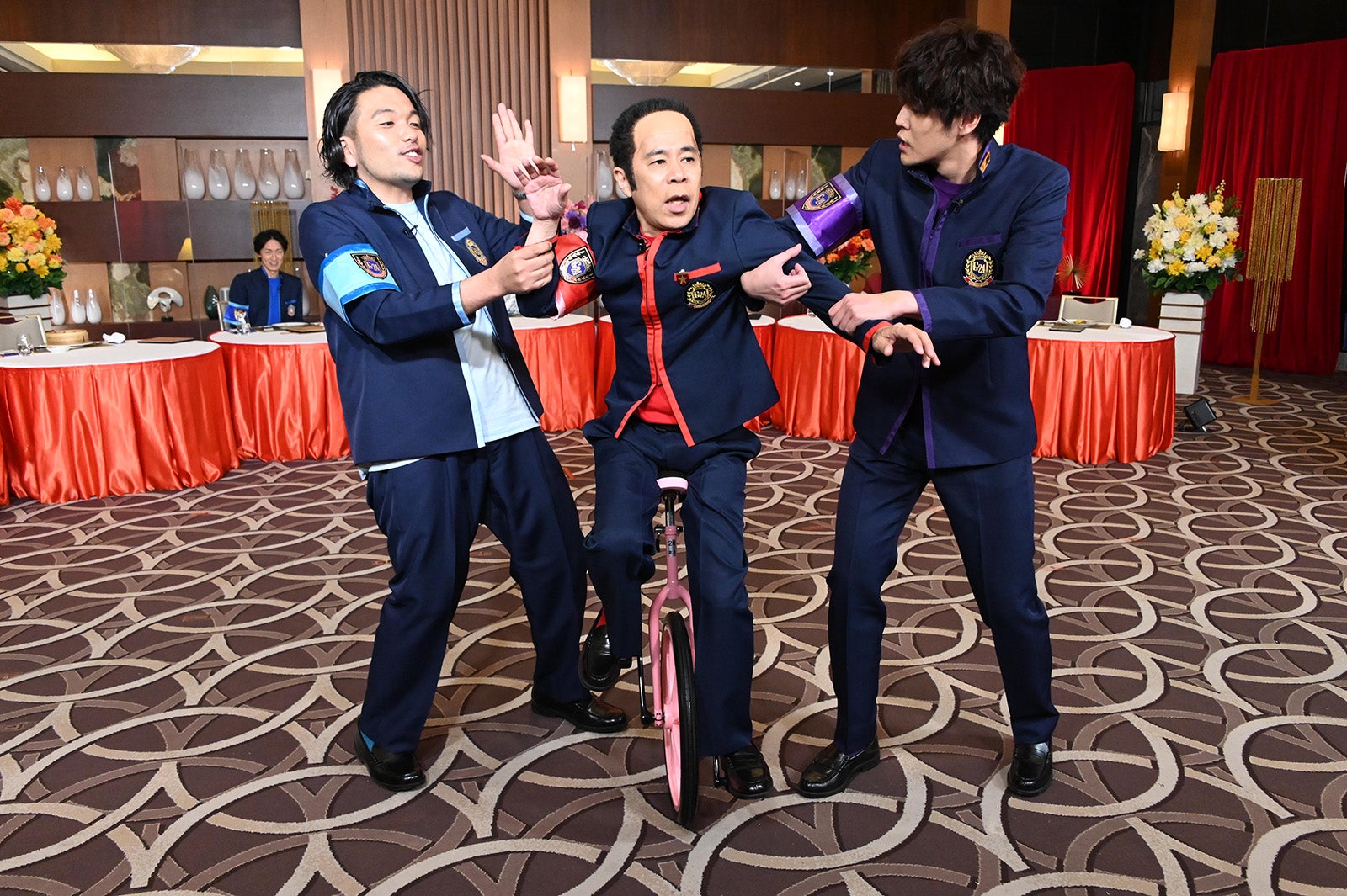 盛山晋太郎、岡村隆史、宮野真守 （C）日本テレビ