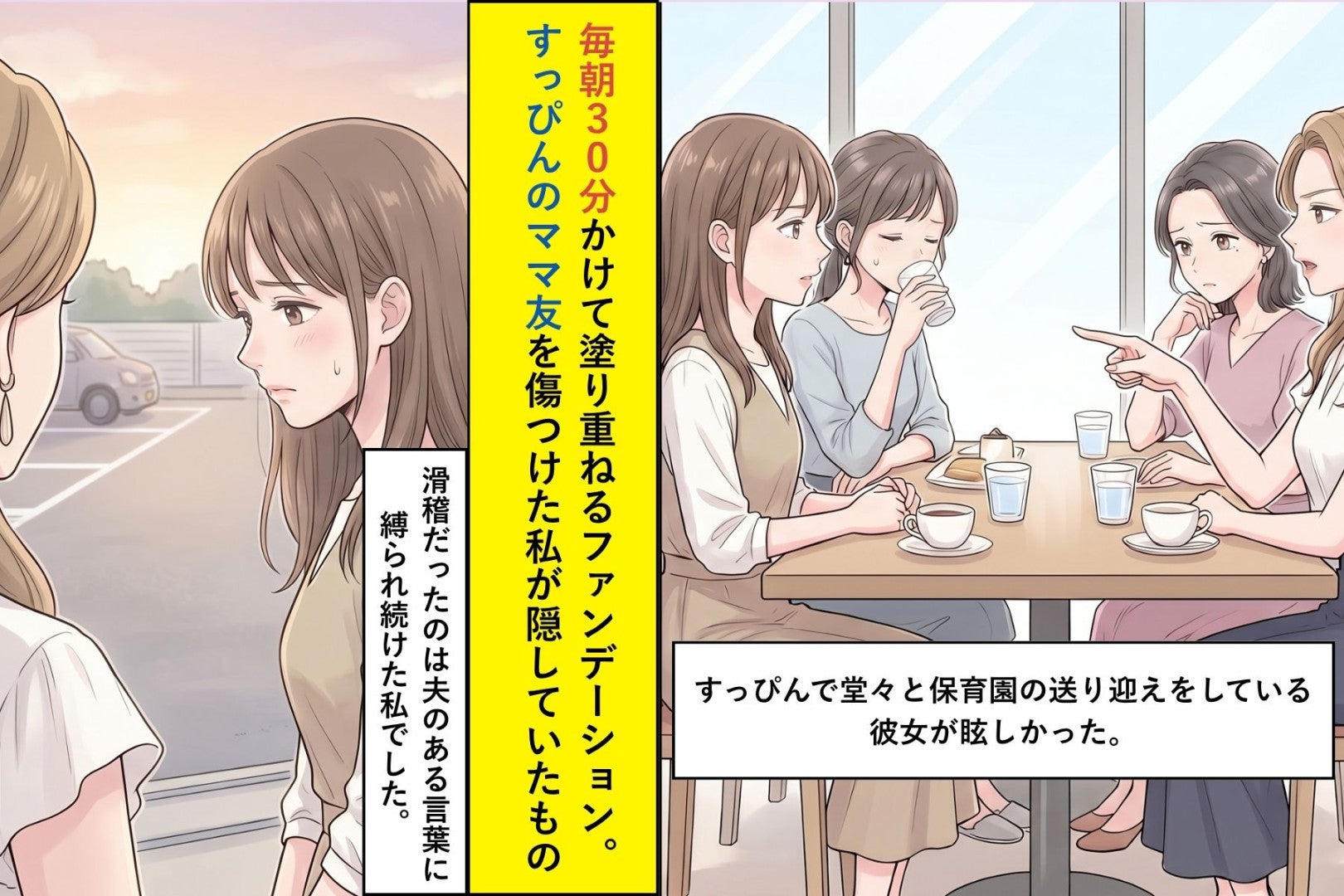 毎朝30分かけて塗り重ねるファンデーション。すっぴんのママ友を傷つけた私が隠していたもの