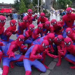 スパイダーマン全身仮装の男性17人組/画像提供:ユー・エス・ジェイ
