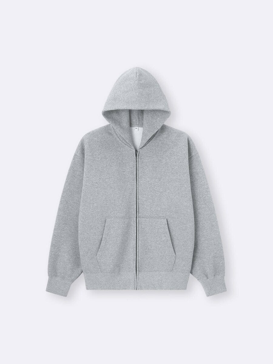 ヘビーウェイトスウェットフルジップパーカ 2026gu春値下げ大人女性おすすめ羽織りヘビーウェイトスウェットフルジップパーカ