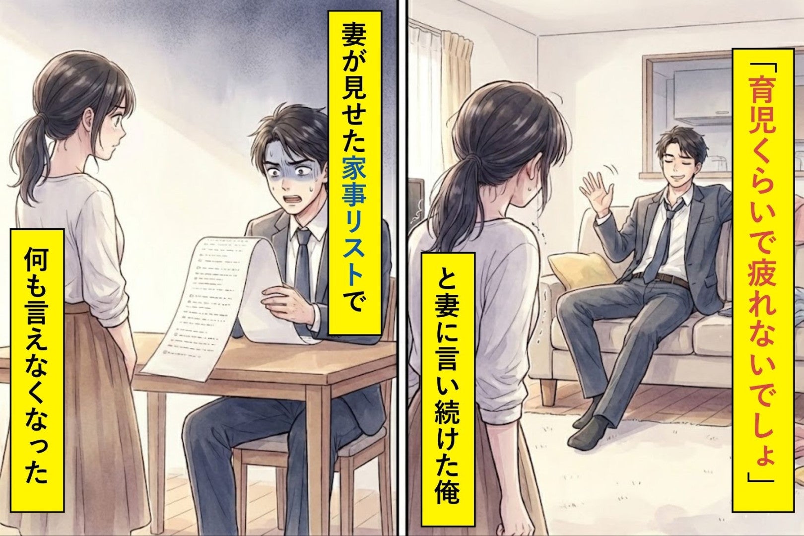 「育児くらいで疲れないでしょ」と妻に言っていた俺→妻が見せた"47項目のリスト"に何も言えなくなった