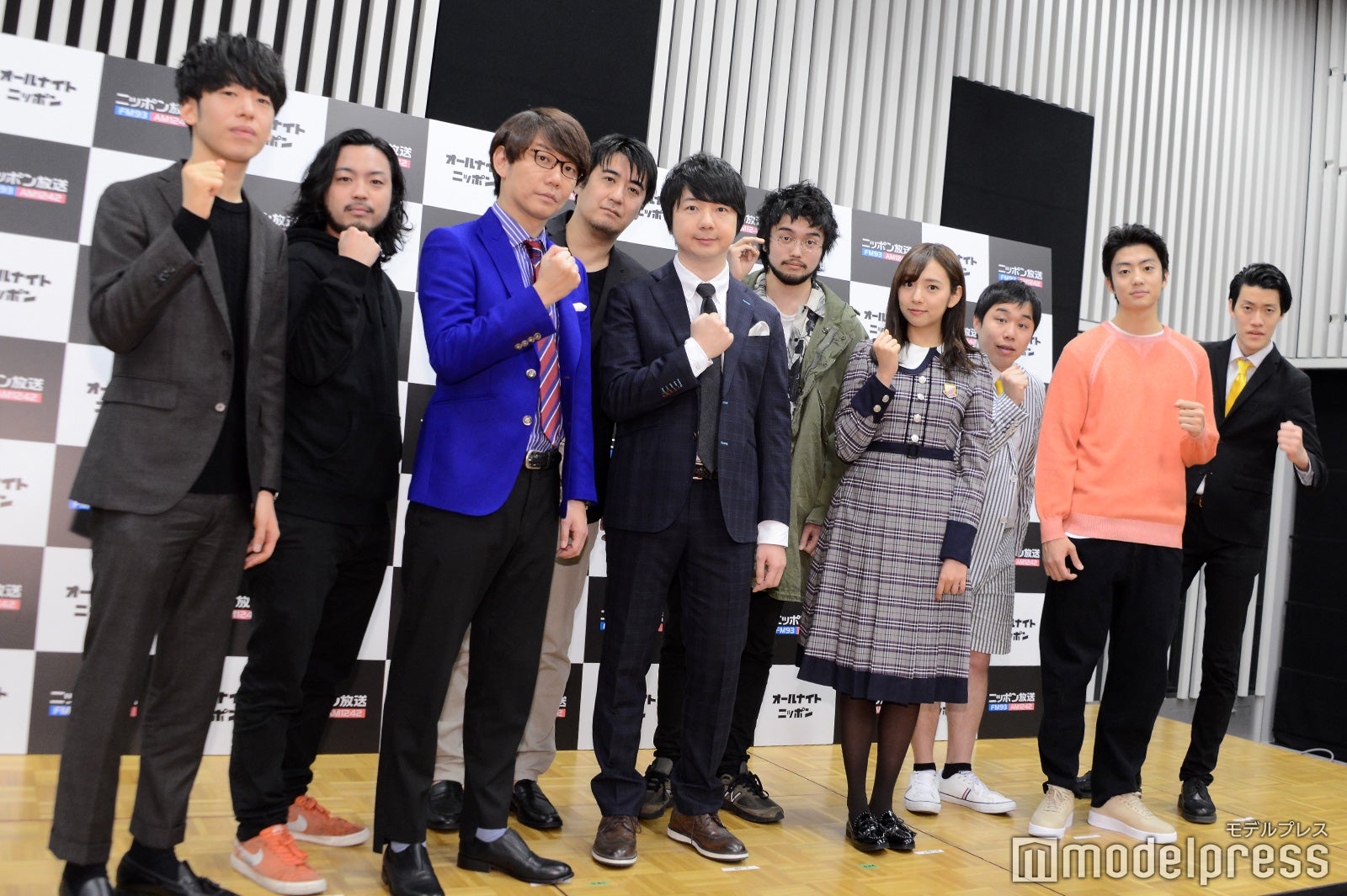 会見の様子（左から）Creepy Nuts（DJ松永、R-指定）、三四郎・小宮浩信、佐久間宣行氏、三四郎・相田周二、King Gnu・井口理、乃木坂46・新内眞衣、霜降り明星・せいや、伊藤健太郎、霜降り明星・粗品 （C）モデルプレス