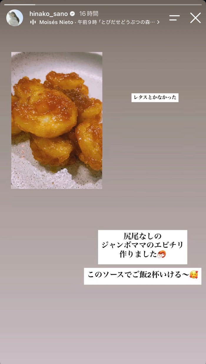 佐野ひなこInstagramストーリーズより