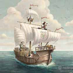 「カピターノ・ミッキー・スーペリアルーム」壁に描かれたガリオン船のイメージ（C）Disney