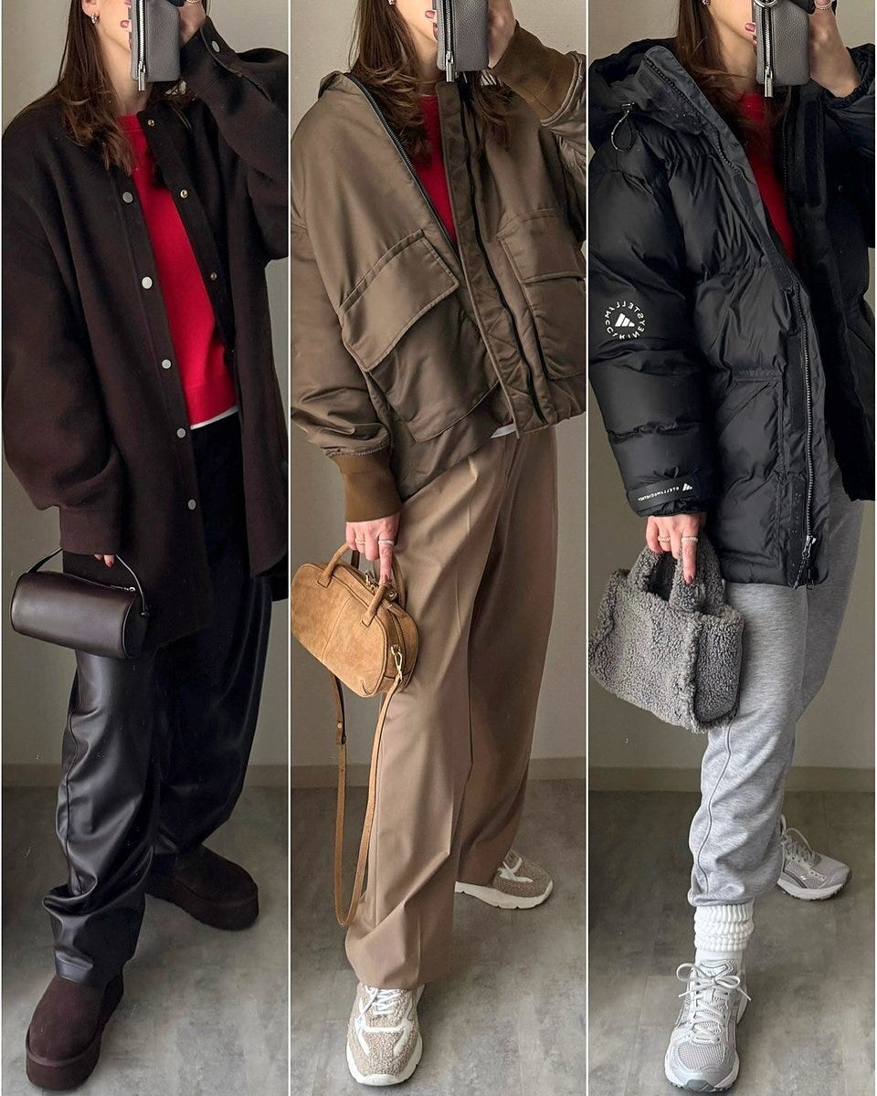 ユニクロのスムースコットンクルーネックセーターのコーデ2