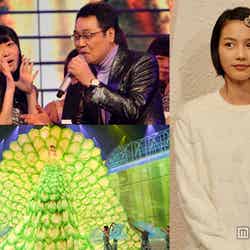 「第64回 NHK紅白歌合戦」のリハーサル2日目　五木ひろし&AKB48指原莉乃（左上）、水森かおり（左下）、能年玲奈（右）