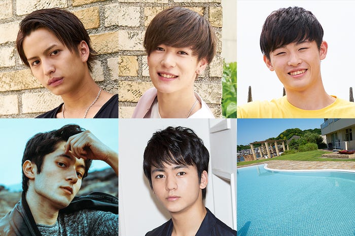 「真夏のオオカミくんには騙されない」男性キャスト(上段左から)中島健、内藤秀一郎、平本蓮(下段左から)長田翔恩、田川隼嗣(画像提供:AbemaTV)