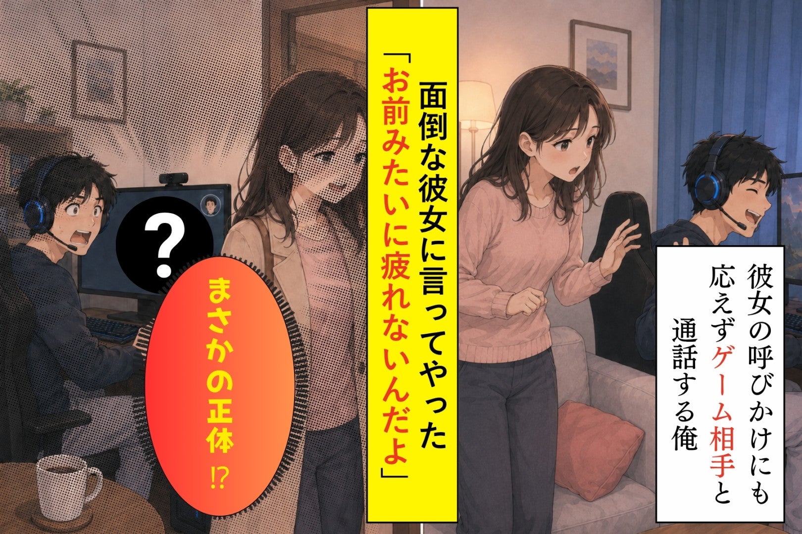 彼女に「お前みたいに疲れないんだよ」と言った俺→２年信じたゲーム相手の正体に天国から地獄