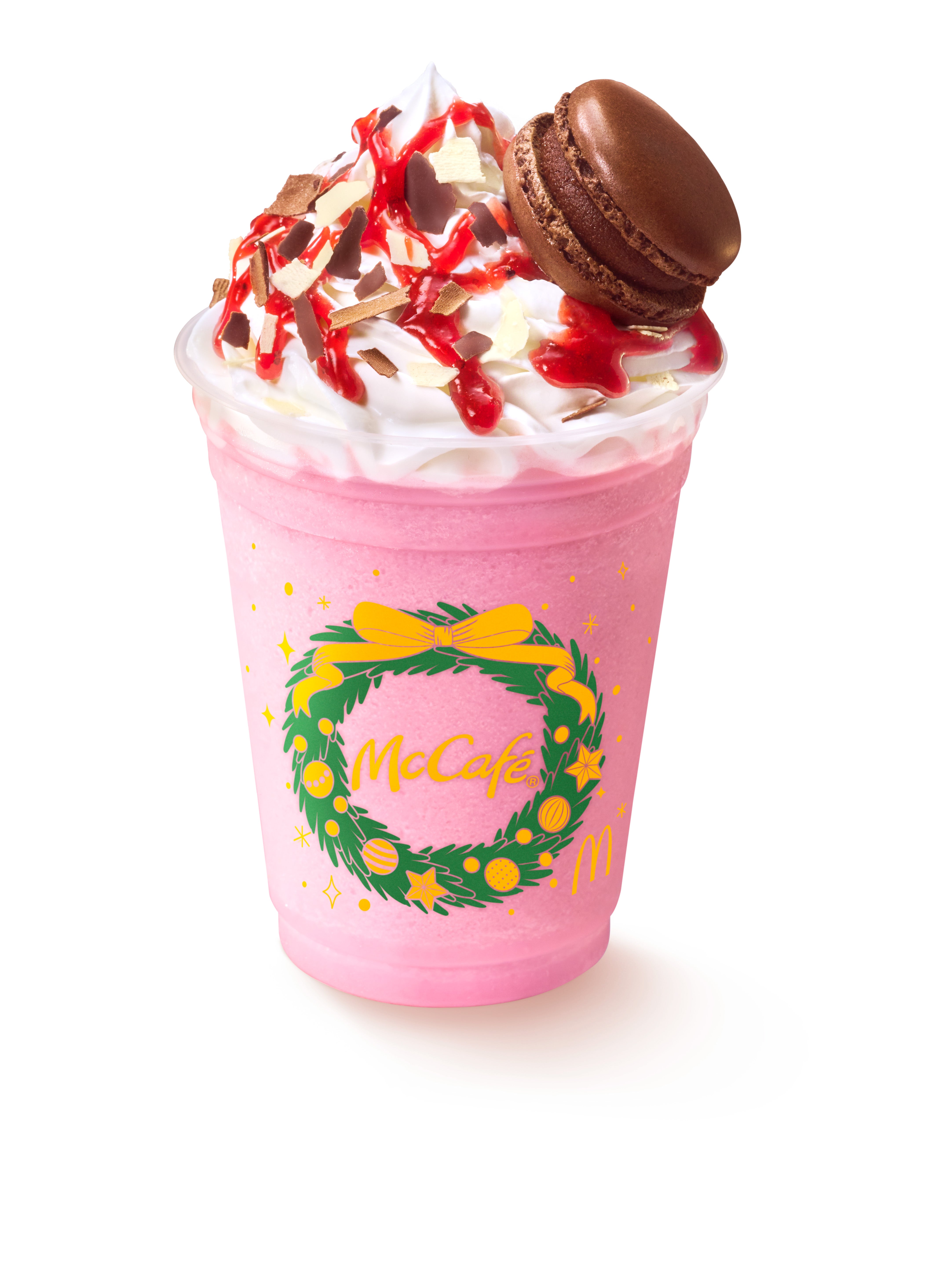 「ダブルチョコストロベリーフラッペ with マカロンチョコレート」（提供写真）