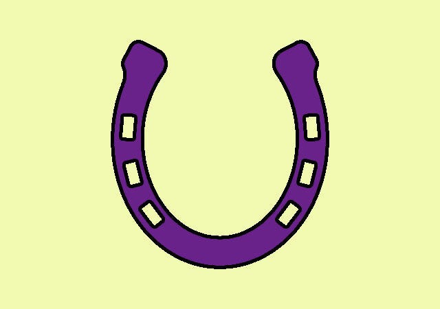 黄緑の背景に紫色の馬蹄（U字形）のイラスト