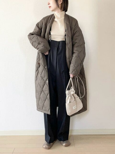 冬のきれいめワイドパンツコーデ