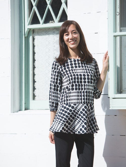 モノトーンドットプリント7分袖ブラウス「TALBOTS」9,720円(税込)/画像提供:TALBOTS