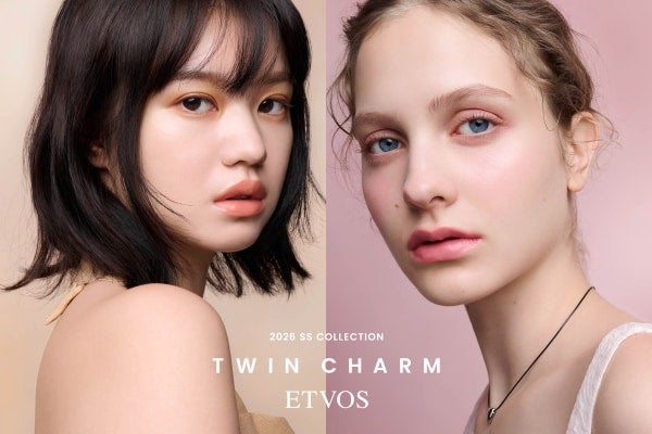 ETVOSから“TWIN CHARM”がテーマの「2026 SS Collection」発売。ピンクとベージュ、2トーンのアイパレットや2wayマスカラが登場