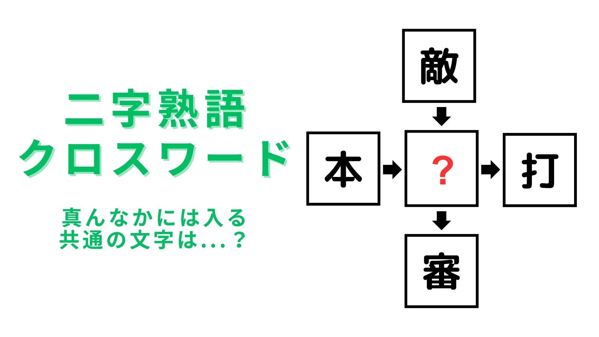 【二字熟語クロスワード】真ん中に入る漢字は？野球好きならピンとくるかも！