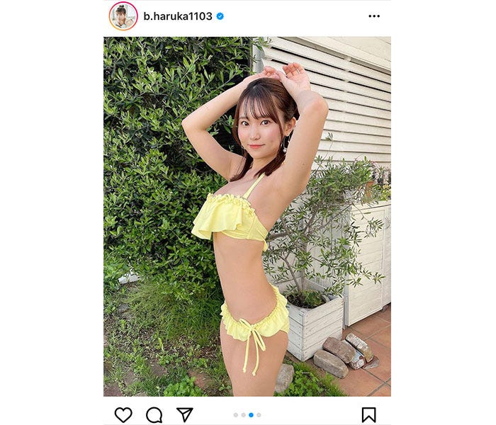 Jamscollection 坂東遥 黄色ビキニ姿をあざとかわいいポーズで大胆披露 モデルプレス